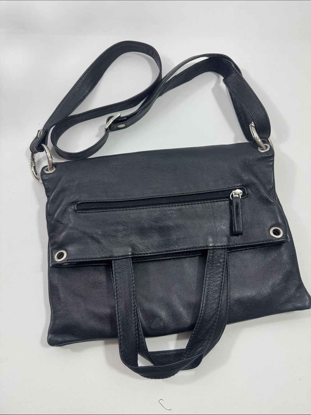 Medici Firenze Black Leather Crossbody Tote Bag